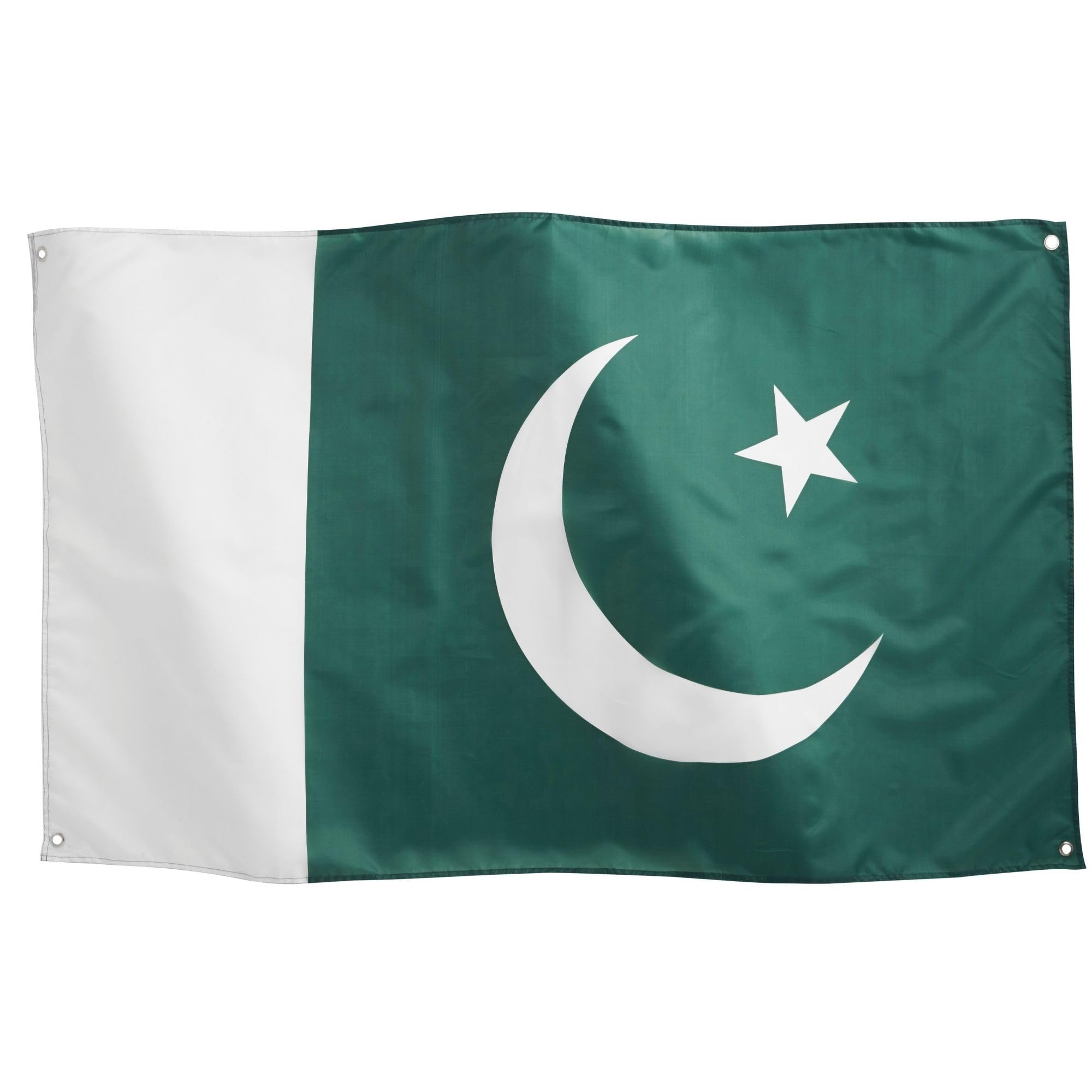 Runesol Pakistan National Flag 3x5, 91x152cm, Parcham-e Sitārah o Hilāl, 4 Grommets, Brass Eyelet in Every Corner, Pakistani Banner, Premium Flags, Waterproof, Inside, Outside, Workers Day — image 1