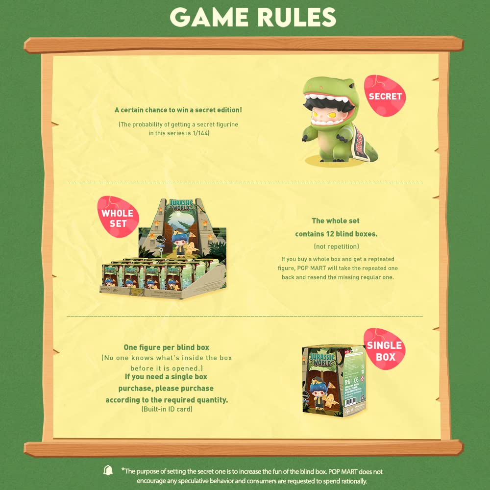 POP MART DIMOO Jurassic World Blind Box Figures, Random Design Toys for Modern Home Decor, Collectible Toy Set for Desk Accessories, 1PC