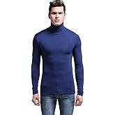 Ouruikia Men's Lightweight Thermal Shirts Modal Base Layer Turtleneck Long Sleeve Pullover Tops