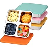 JUSTASHOW 4 Pack Stainless Steel Snack Containers with Lids, 4 Compartment Snack Container Small Lunch Box, Lunch Divided Food Storage Portion Control Meal Prep Reusable Snackle Lunchable for Work