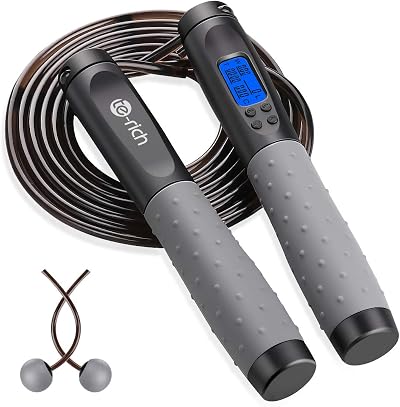 Te-Rich Skipping Rope with Counter, Ropeless Indoor Adjustable Jump Rope