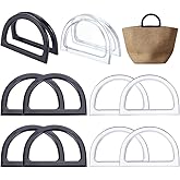 PH PandaHall 8pcs D Shape Purse Handle, 2 Colors Plastic Bag Handles Decorative Handbag Handle Replacement for Macrame Crochet Bag Handbags Straws Beach Canvas Wallet Purse Making 4.7x3.3inch