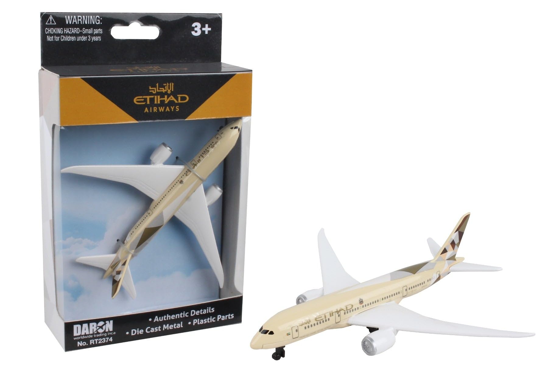 Herpa Toys Single Airplane Etihad Airways, toy model in small scale, aeroplane model, collect, play, miniature model made of plastic – suitable for 3 year olds
