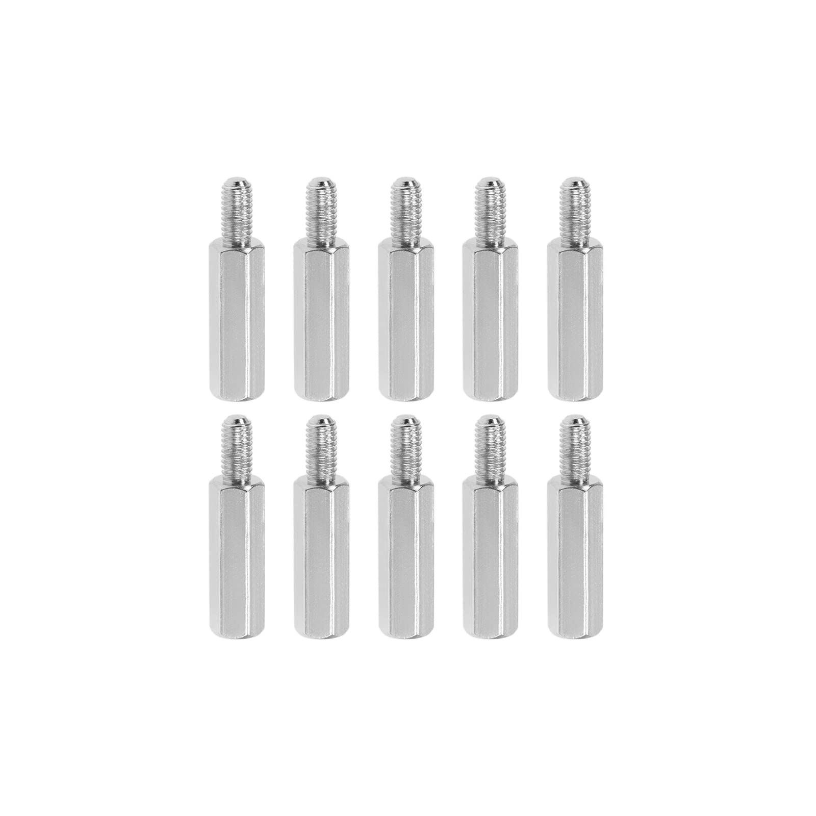 YOKIVE 10 Pcs M3 Standoff Screws, Nickel Plated Hex PCB Standoffs, Keep Height Consistent, Great for Motherboard (Silver Tone, 18mm+6mm)