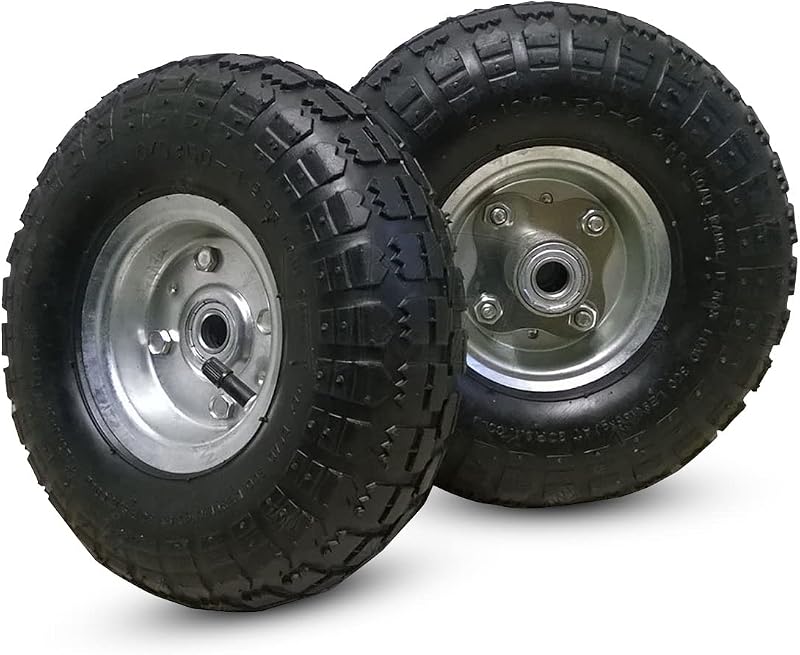 MxMan 10" Pneumatic Wheel 4.10/3.50-4 16mm Axle 2 Pack Wheelbarrow Trolley