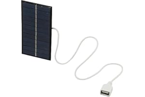 2W Solar Panel Charger with USB Port, 6V Monocrystalline Silicon Solar Panel for Power Bank 3.7-5V Battery Charging, Portable