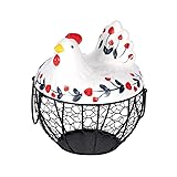 Chicken Design Ceramic Egg Storage Basket Iron