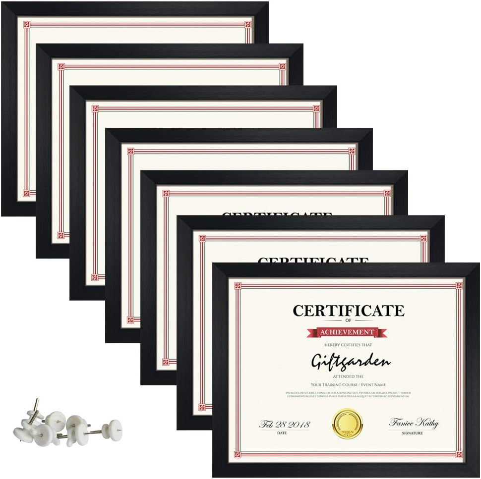 Photo Albums, Frames & Accessories - Giftgarden 7 Pack 8.5x11 Picture Frame Black, Award Certificate Diploma Document Bulk 8.5 x 11 Frames for Wall or Tabletop Display