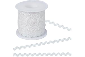 GORGECRAFT 30Yds White Metallic RIC Rac Glitter Wave Bending Fringe Trim 3/8 inch(9mm) Wide Woven Braided Fabric Ribbon for DIY Sewing Crafts Wedding Dress Clothing Lace Gift Wrapping Scrapbooking