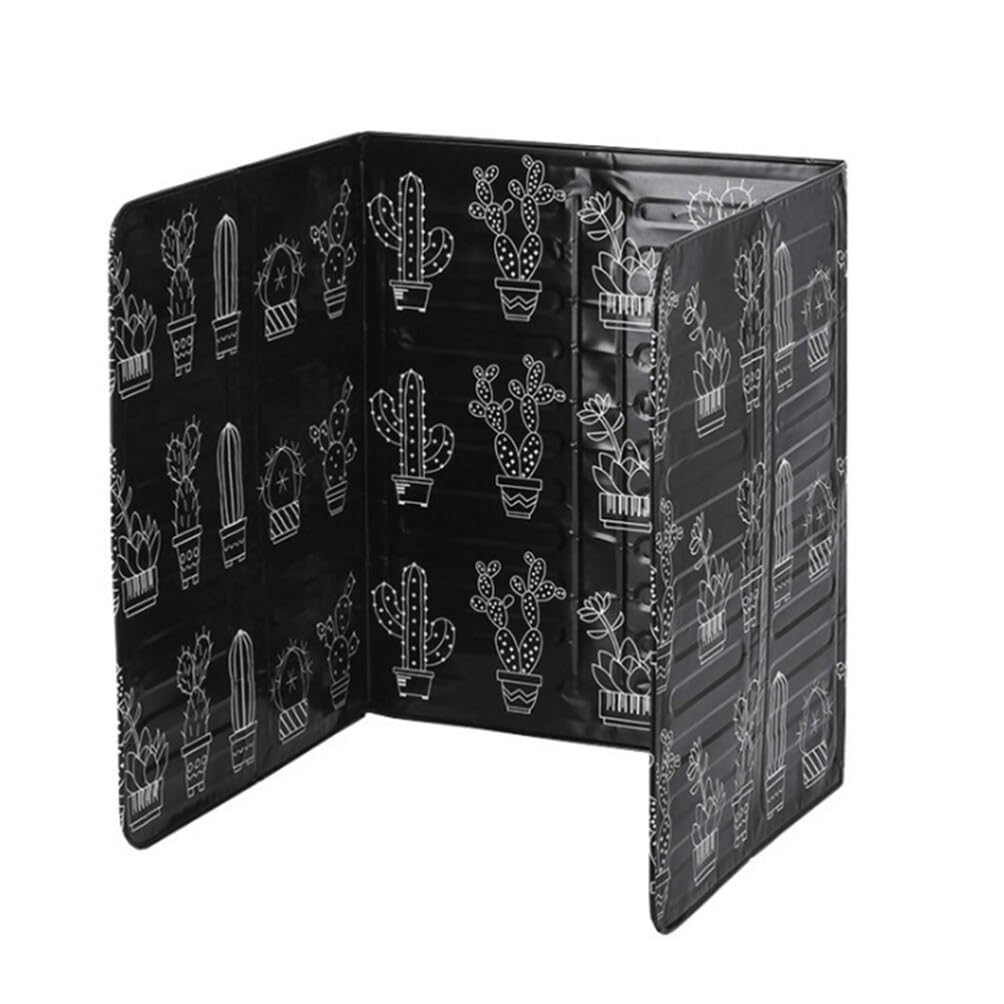 Luxshiny 1pc Foldable Aluminium Foil Oil Splatter Guard Kitchen Baffle for Gas Stove Heat Insulation Mess Prevention Easy Storage Cooking Accessory Cactus Design