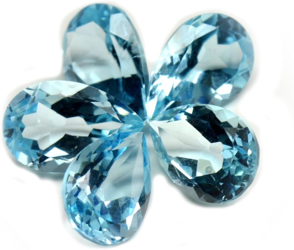 GemsOnClick Echte Blau Topas 20 Karat Lose Edelstein Viel 5 Stück Pear ...