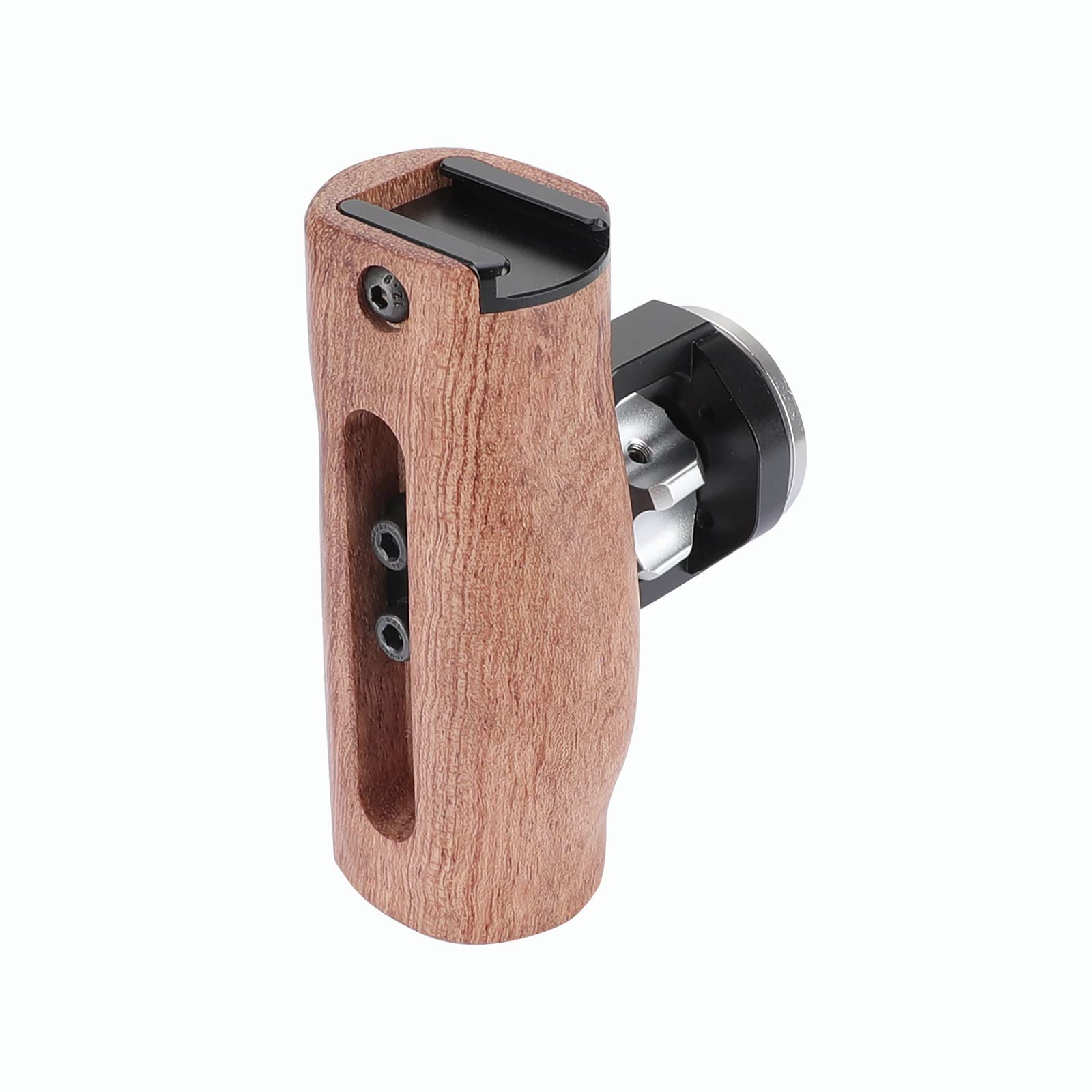 SZRIG Adjustable Wooden Handgrip with M6 Rosette Mount & Top hot shoe mouth for DLSR Camera Cage Kit (Switch Right or Left Hand)