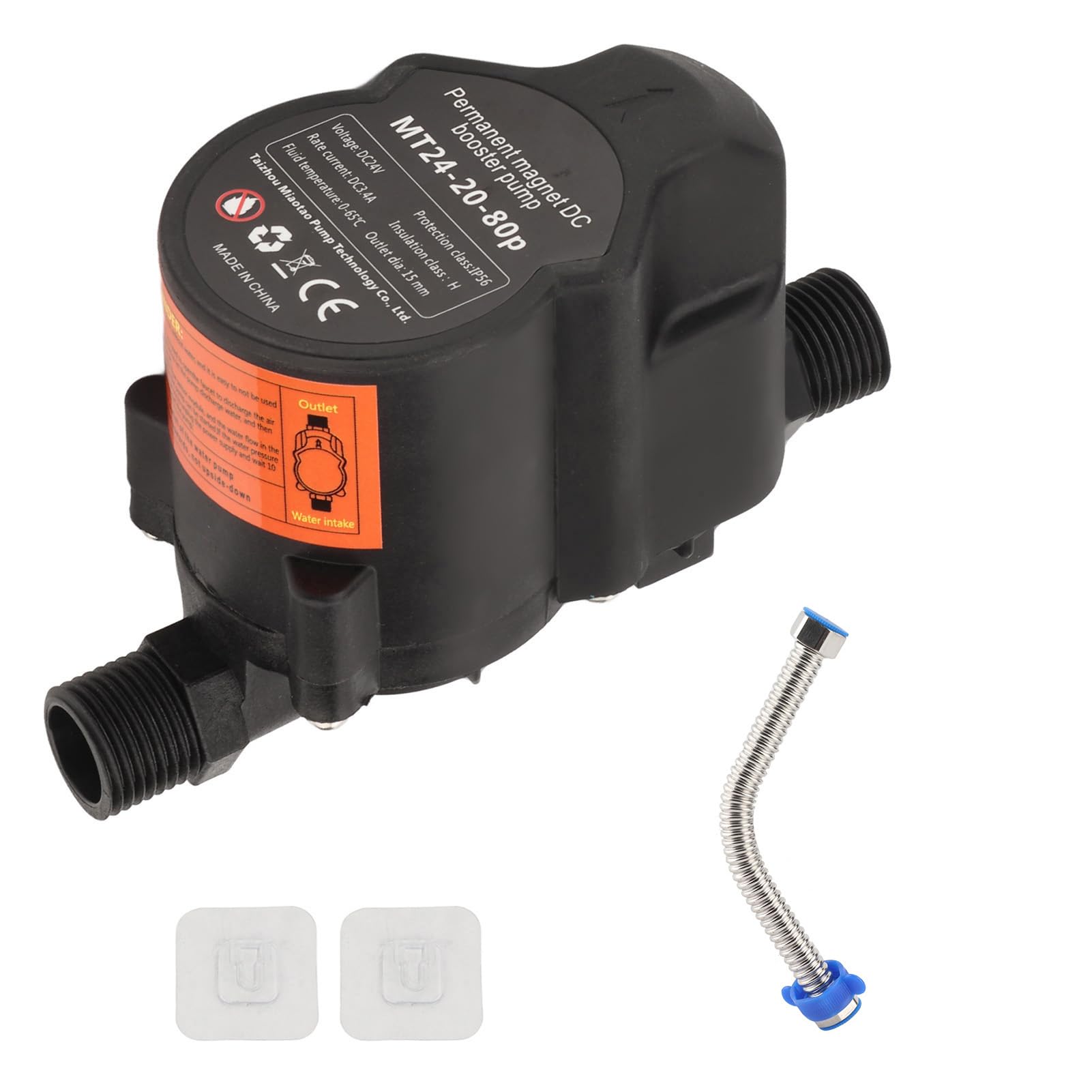 DC 24V Water Pressure Booster Pump Small Shower Booster Recirculating Fully Automatic Low Noise MT242080P (UK Plug)