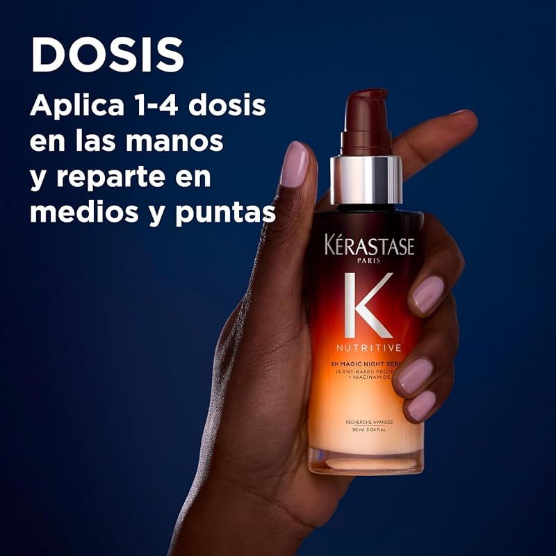 Sérum Nutritivo, Reparador Noturno, Para Cabelo Seco, Revitaliza, nutre e repara, com niacinamida anti-secura, Sérum Noturno Mágico 8H, 90 ml