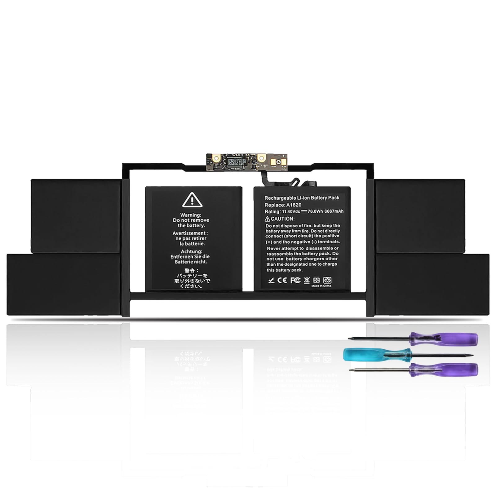 K KYUER 76Wh A1820 Laptop Battery for MacBook Pro 15" 15.4" A1707 Late 2016 Mid 2017 EMC 3162 3072 MLH32LL/A MLH42LL/A MLW72LL/A MLW82LL/A MPTR2LL/A MPTT2LL/A MPTW2LL/A MLH32B/A MLH42B/A MPTT2B/A