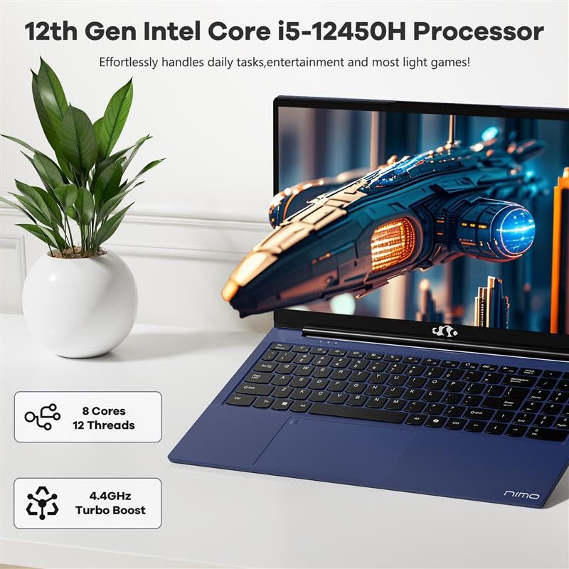 NIMO 15.6 FHD-Laptop, 8 cores Intel i5-12450H 32GB RAM 1TB SSD (Beat AMD R5 5500U,up to 4.4 GHz) 100W Type C IPS Business Laptop-Computer with Backlit Keyboard Fingerprint WiFi6 Win 11