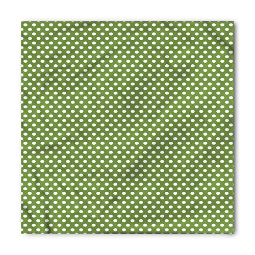 Ambesonne Green Bandana, White Simple Polka Dots, Unisex Head and Neck Tie