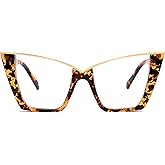 FEISEDY Fashion Cat Eye Blue Light Blocking Glasses for Women Fake Retro Eyeglasses Oversized Stylish Eyewear Frame B0240