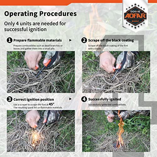 AOFAR Fire Starter AF381 Plus Fire Steel 5in1 for Camping, Hiking