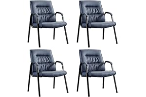 BoisKom Big&Wide Office Guest Reception Chair Set of 4, Conference Room Chairs Waiting Room Chairs 4 Pack, Modern Leather Office Desk Chair No Wheels(Navy Blue)