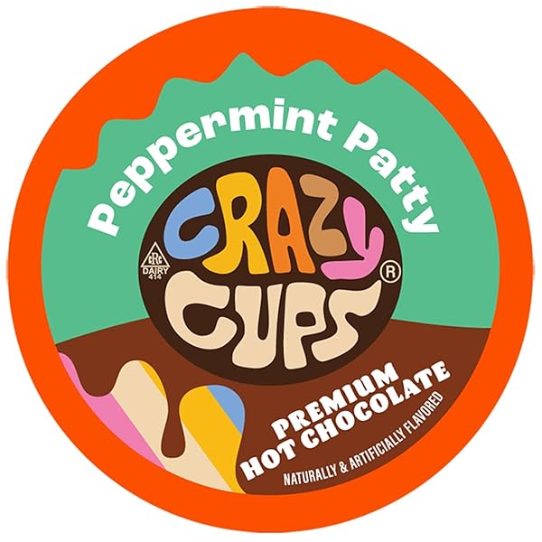 CRAZY CUPS SEASONAL HOT CHOCOLATE, PEPPERMINT PATTY PREMIUM HOT CHOCOLATE HOT COCOA, SINGLE SERVE CUPS FOR KEURIG K CUP BREWERS, 22 COUNT