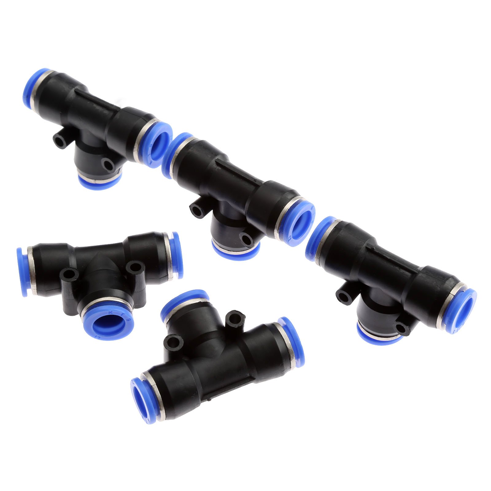 5pcs Water Hose Quick Connect T-Junction PE12 Pneumatic Air 3 Way Quick Fittings Connector 12mm Tube Hose