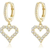SLUYNZ 925 Sterling Silver CZ Sweet Love Hoop Earrings for Women Teens Hollow Heart Huggie Earrings Drop