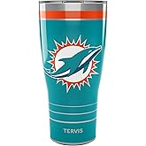 Tervis Traveler NFL Miami Dolphins - MVP Triple Insulated Tumbler Travel Cup Keeps Drinks Cold & Hot, 30oz, Stainless Steel