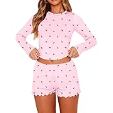 REVETRO Womens Sexy Pajamas Sets Spring Trendy Lounge Sets Y2k Pajamas Long Sleeve Shirts 2 Piece PJ Set Sleep Set