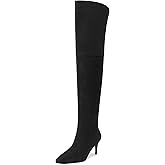 SKYSTERRY Thigh High Boots Over the Knee Boots for Women Pointed Toe Stiletto High Heel Boots Comfortable Wide Calf Side Zipper Pull On Wedding Party Dating Long Fall Boots 2.4 Inch