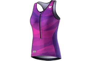 MY KILOMETRE Womens Triathlon Top Tri Singlet Racerback Performance Triathlon Top with Back Pockets