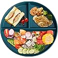 YBOBK HOME Portion Control Plate For Adults Weight Loss, Round Bariatric Portion Control Plate, Reusable Plastic Divided Plate With 3 Compartments, Dishwasher & Microwave Safe (Green 1 Pcs)