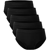 BAMBOO COOL Womens Underwear, Moisture-Wicking Briefs, Soft and Breathable Panties, Mid Waist, 5-Pack