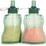 haakaa Pouch Reusable Baby Food Pouch 4oz 2 Pack Pea Green