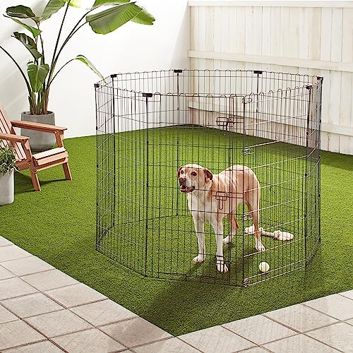 Amazon Basics Foldable Metal Exercise Pet Play Pen for Dogs, Fence Pen