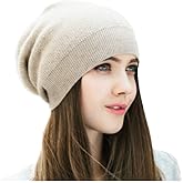 WaySoft 100% Cashmere Beanie for Women in a Gift Box, Oversized Women Beanie Hat