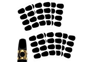 BREMOROU 64 Pcs Saxophone Mouthpiece Pads 0.8mm Thick Clarinet Mouthpiece Cushions Alto Tenor Sax Mouthpieces Patches Pads Strong Oval Rubber Adhesive Pad for Instrument Beginners Musicians Gifts Black