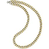 COOLSTEELANDBEYOND Hip Hop Jewelry Necklace, Mens Cuban Curb Chain Necklace, Stainless Steel Gold Silver Two-tone 24 in