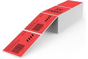 YIKIADA Red Thermal Labels 2 x 3 Inch Vinyl Self-Adhesive Fanfold Direct Shipping Stickers Waterproof Perforated Printer Deca