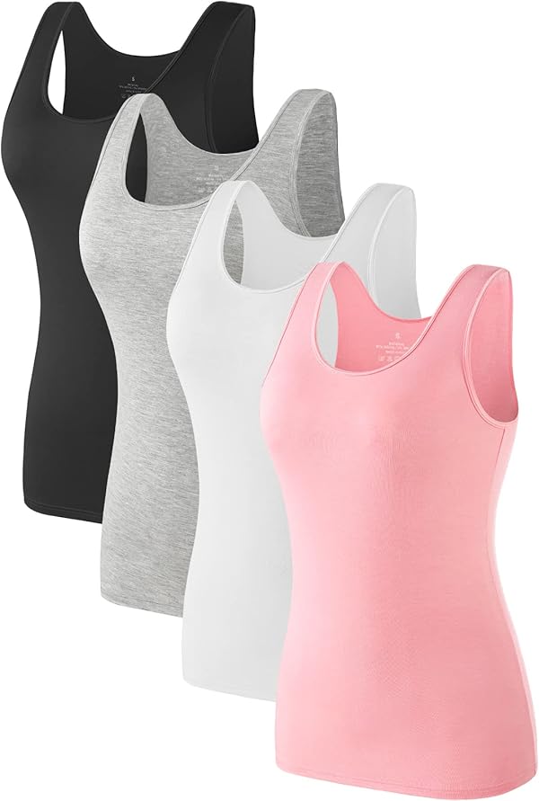 Komfokore 4pcs Tank Tops für Damen ärmelloses Unterhemd Schichtung Tanks