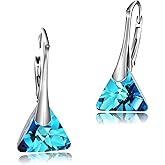 Chic Bijoux Austrian Crystal Earrings for Women Dangling, with 925 Sterling Silver Leverbacks, Gemstone Earrings for Ladies, Jewelry for mom