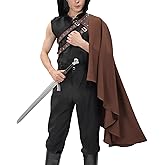 DAZCOS Renaissance Half Shoulder Cape Medieval Steampunk Shawl with Belt for Men Women LARP Costume for Halloween