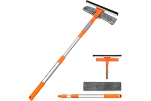 ARTIPOLY Squeegee for Window | 2-in-1 Window Cleaner Sponge and Soft Rubber Strip with Telescopic Extension Pole 25”-36” | Window Washer for Shower, Car Windshield, Mirror, Glass Cleaning
