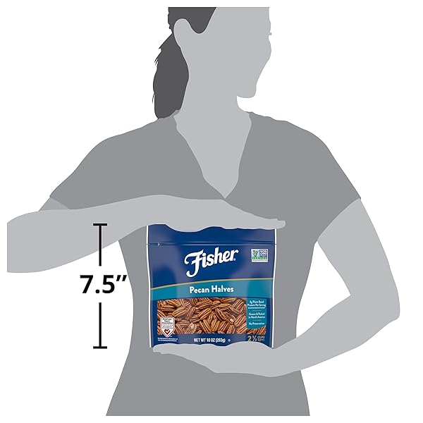 FISHER CHEF’S NATURALS PECAN HALVES 10 OZ RESEALABLE BAG, UNSALTED RAW NUTS FOR COOKING, BAKING & SNACKING, HEALTHY SNACKS FOR ADULTS, VEGAN PROTEIN, KETO SNACK, GLUTEN FREE RAW PECANS HALVES