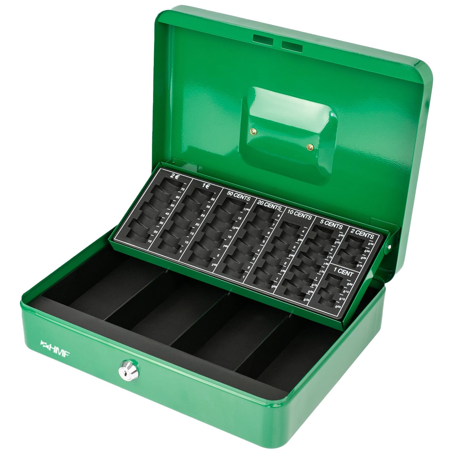 HMF 4215-06 Lockable Cash Box with Coin Counting Board 30.5 x 24 x 8.5 cm Green