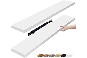 Sorbus Floating Shelves for Wall - 35 Inch Long Bathroom Shelves, Wall Decor for Bedroom, Kitchen, Living Room & Book Storage - Mounted Floating Shelf with Invisible Brackets (White, 2 Pack)
