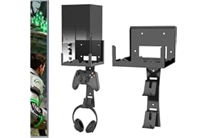 BracNova Wall Mount Kit for Xbox Series X-Steel Wall Mount Shelf Stand with Detachable Controller Holder and Headphone Hook-Safely Store Your Xbox X Console Near or Behind Your TV