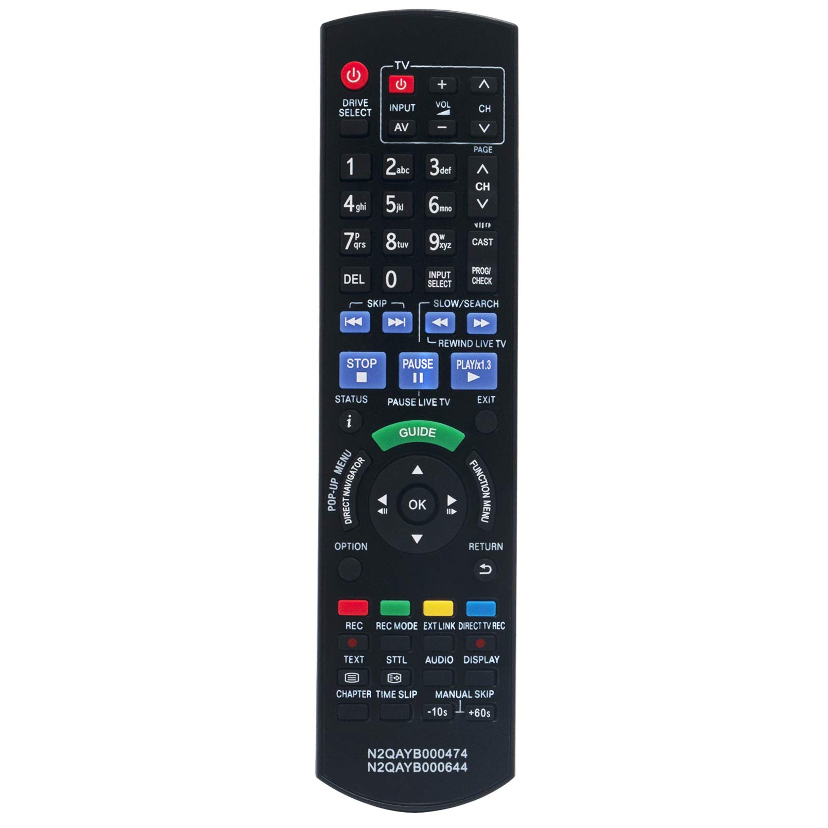 ALLIMITY N2QAYB000474 Remote Control Replace for Panasonic DVD Recorder DMR-EH545EG DMR-EH545EGK DMR-EH76EC DMR-EX72SEGK DMR-EX78EG DMR-EX83EB DMR-EZ49V DMR-EZ49VEB N2QAYB000464