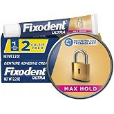 Fixodent Ultra Max Hold Denture Adhesive, White, 2.2 Oz (Pack of 2)