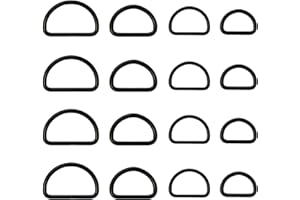 Metal D Ring Non Welded D-Rings Electroplated Black Assorted 0.5 Inch, 0.75 Inch, 1 Inch, 1.25 Inch (100 Pack)